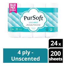 Jumbo rolls ensure more feet per roll, resulting in fewer roll changes. Pursoft Bathroom Tissue Roll Unscented 4ply Ntuc Fairprice