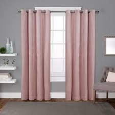 Dusky pink curtains for an interesting mix of light and dark textures. Blush Velvet Grommet Room Darkening Curtain 54 In W X 96 In L Set Of 2 Eh8195 07 2 96g The Home Depot