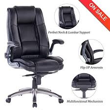 Vanbow High Back Leather Office Chair Adjustable Tilt Angle And Flip Up Arms Executive Computer D Best Ergonomic Office Chair Leather Office Chair Desk Chair