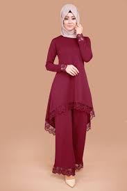 M S W Dantel Detay Pantolonlu 3 Lu Kombin Msw8152 Bordo Muslim Fashion Outfits Muslim Fashion Dress Muslimah Fashion Outfits