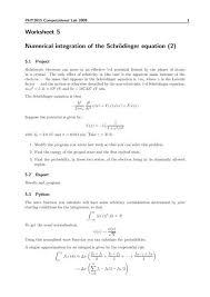 Present simple worksheet with listening and speaking task. Worksheet 5 Numerical Integration Of The Schra Dinger Equation 2