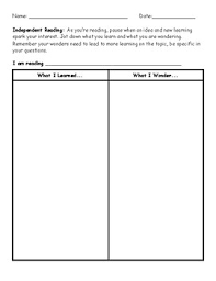 Independent Reading Learning And Wonder T Chart