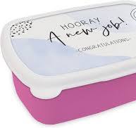 Broodtrommel Roze - Lunchbox - Brooddoos - Hooray, a new job ...