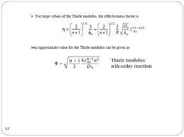 The thiele modulus was developed to describe the relationship between diffusion and reaction rate in porous catalyst pellets with no mass transfer limitations. Heterogeneous Catalysis Kinetics In Porous Catalyst Particles Ppt Video Online Download