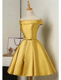 Gold Color Short Party Dresses A Line Satin Semi Formal Gown Cocktail Homecoming Dress Sp078 Formal Dresses For Teens Elegant Dresses Short Parties Strapless Party Dress