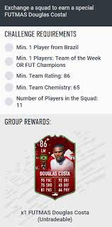 Douglas costa rating is 81. Fifa 20 Douglas Costa Futmas Sbc Requirements Fifaultimateteam It Uk