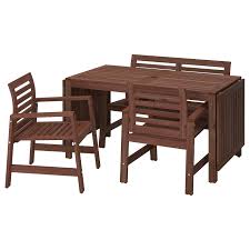 Zur erhöhung der haltbarkeit und damit die natürliche holzstruktur sichtbar bleibt, wurde das. Applaro Tisch 2 Armlehnstuhle Bank Aussen Braun Las Ikea Deutschland