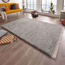 Moderner hochflor teppich hochwertig kuschelig weicher shaggy. Design Teppich Hochflor Aloe Grau Creme Mit Fransen Shaggy Langflor Ebay