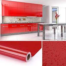 Vous ne supportez plus la vue de vos armoires, mais ne pouvez vous offrir le luxe de les changer ? Kinlo 5 0 61m Papier Peint Auto Adhesif Rouge Armoire De Cuisine En Pvc Impermeable Style Moderne Stickers A Armoire De Cuisine Decoration Cuisine Deco Maison