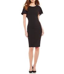Calvin Klein Flutter Cape Sheath Midi Dress Calvin Klein Black Dress Calvin Klein Midi Sheath Dress