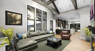 Modern house plan with large living room, three bedrooms, open planning, double garage. 10 Great Room Floor Plans With Amazing Photos The House Designers