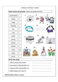 Vocabulary Matching Worksheet Weather Weather Worksheets Weather Vocabulary Weather Words