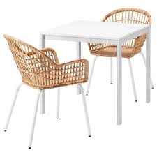 Melltorp Nilsove Table And 2 Chairs White Rattan White Ikea In 2020 Small Dining Table Set Ikea Rattan