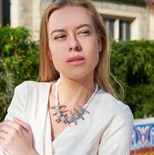 White & Blue Coastal Inspired Statement Necklace