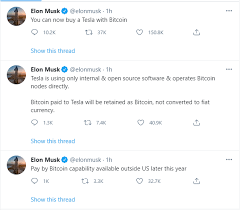 At this point, given how far and fast bitcoin (ccc: Bitcoin Btc Usd Latest Buy Your Tesla With Bitcoin Tweets Elon Musk