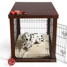 This Wood Dog Crate Is Beautifully Finished To Look Like Real Furniture Instead Of A Traditional Pet Cage Beauti Dog Kennel Furniture Wood Dog Crate Dog Crate