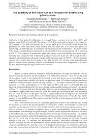 International communications in heat and mass transfer 35 m ismail, c yihua, a bakar, z wu. The Suitability Of Rice Straw Ash As A Precursor For Synthesizing B Wollastonite Scientific Net