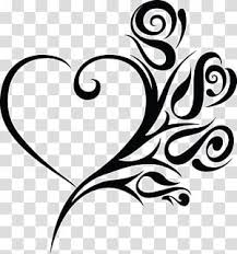 Black And White Flower Background Transparent Black Heart And Flowers Stencil Wedding Heart Rose Tattoo Transparent Background Png Cli Watercolor Flowers Paintings Silhouette Drawing Flower Illustration