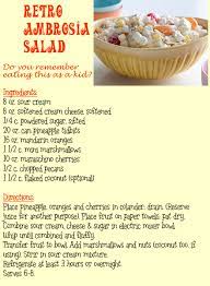 Retro Ambrosia Fruit Salad With Sour Cream And Cream Cheese Dressing Great Side Dish For Easter Or Any Ambrosia Fruit Salad Fruit Salad Recipes Fruit Recipes