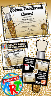 Golden Paintbrush Award Art Classroom Decor Elementary Classroom Decor Arts Award