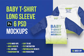 White blue ringer shirt mockup template. Baby T Shirt Long Sleeve Mockups Creative Product Mockups Creative Market