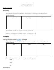 2)the beginning of the lab starts with neon in a solid state at 13 k. Worksheet 1 Docx States Of Matter Phet States Of Matter Predictions 1 Draw 10 Particles Of A Solid Liquid And Gas Substance Your Drawing Should Course Hero