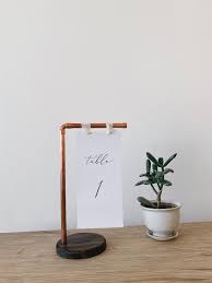 Copper Wedding Table Number Stand Menu Holder Etsy Copper Wedding Table Numbers Wedding Table Numbers Wedding Table Number Stand