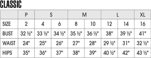 womens size charts