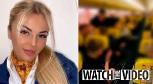 Shock moment 'drunk' football fans bellow crass chants at Ryanair hostess  mid-flight and tell her to 'get her t**s out'