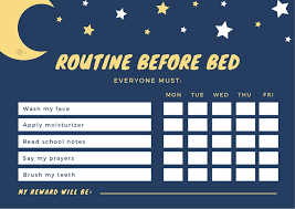 Navy Blue Starry Night Bedtime Reward Chart Templates By Canva