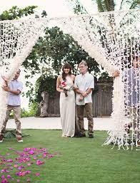 Bohemian Oahu Wedding Alana Kyle Oahu Wedding Outdoor Wedding Entrance Wedding Entrance