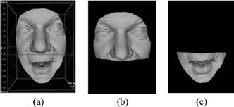 a) Before face segmentation, (b) Semi-rigid face region, (c) Non-rigid...