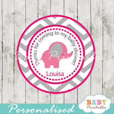 Free baby diaper raffle ticket and drop off sign, blue watercolor flowers, instant download printable. Hot Pink Elephant Baby Shower Favor Tags D103 Baby Printables