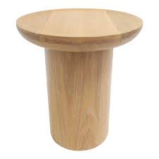 Tall Round Side Table With Pedestal Base In Cursed Oak By Martin And Brockett In 2020 White Oak Side Table Side Table Round Side Table