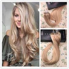 Micro Ring Loops Beads Remy Hair Extensions Human Hair Ash Blonde Highlights With Blonde Color P18 613 1 Best Human Hair Extensions Hair Human Hair Extensions