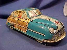 1950s Marx Tin Litho Wind Up Woody Type Toy Car Retro Toys Antique Toys Classic Toys
