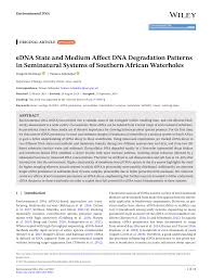 PDF) eDNA State and Medium Affect DNA Degradation Patterns in Seminatural  Systems of Southern African Waterholes