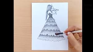 (step 3) lightly draw ovals for arm guidelines. How To Draw A Girl Playing Violin Step By Step Pencil Sketch