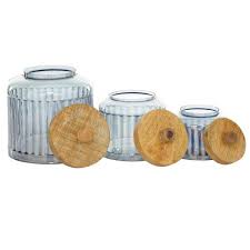 Shop for over 100+ deli container and lid combos at webstaurantstore, your take out resource. Litton Lane Large Round Metallic Silver Smoked Glass Jars With Wood Lids Set Of 3 94981 The Home Depot