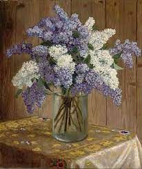Lilacs In A Glass Vase Cross Stitch Pattern Pdf Format Etsy In 2021 Flower Painting Flower Art Floral Art
