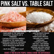 Himalayan Pink Sea Salt Vs Table Salt Which Do You Have Most Often Click The Link In My B Salt Block Recipes Dr Sebi Recipes Vegan Nutrition