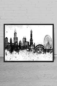 Black And White Chicago Skyline Wall Art Pin On Art For Studio