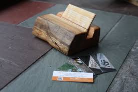 These wooden business card holders are made from natural walnut wood and metal. Business Card Holders Rusticcraft Designs