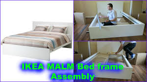 Queen bed frame ikea i was a bit concerned that the wire slats on this might not be sufficient to support a memory foam mattress, but rest. Ikea Malm Bed Frame Assembly With 4 Storage Boxes White Luroy Youtube
