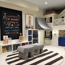 Modern Black White And Blue Bedroom Parade Of Homes French Moderne Manor Stylish Playroom Modern Playroom Playroom Layout