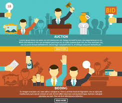 Several local companies are bidding for the same job. Free Vector Auction And Bidding Banners Set