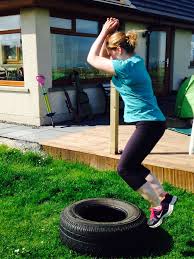 Box Jumps Using Tyre Tire Workout Partner Workout Keep Fit