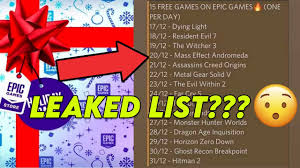 We compiled an epic games store free games list contains every title that has ever been part of the free games event, along with the start and end date of when each game was available. Epic Games Holiday Free Games List Leak Epic Games Complete List Of Free Game Of The Day Leaks Online