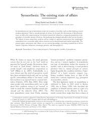 Some states are beginning to lift entry restrictions because of the coronavirus pandemic. Pdf Synaesthesia The Existing State Of Affairs