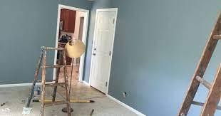 The gorgeous laundry room cabinets below are painted benjamin moore van courtland blue which seemed to be a super popular pick among readers! Benjamin Moore Colonial Collection Van Courtland Blue Benjamin Moore Paint Colors Blue Bedroom Paint Colors Blue Paint Colors